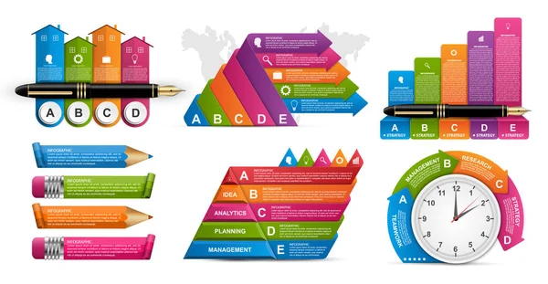 Koleksiyon Bilgi Grafikleri Tasarım Elemanları Sunumları Veya Bilgi Afişi Için — Stok Vektör
