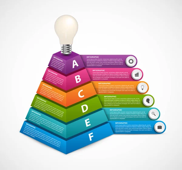 Modelo Infográfico Com Pirâmide Para Apresentações Livreto Informações Ilustração Vetorial — Vetor de Stock
