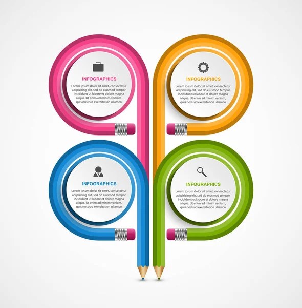 Szablon Infografiki Ołówkiem Może Być Wykorzystywany Prezentacji Edukacyjnych Lub Biznesowych — Wektor stockowy