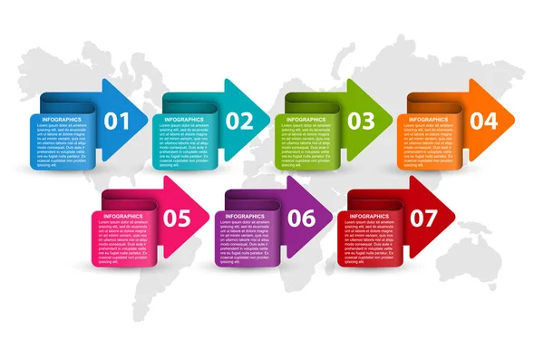 Modelo Infográficos Com Setas Infográficos Para Apresentações Negócios Banner Informações — Vetor de Stock