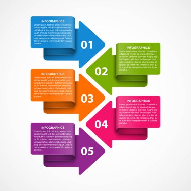 Oklarla Infographics şablonu. İş sunumları veya bilgi başlığı için Infographics.