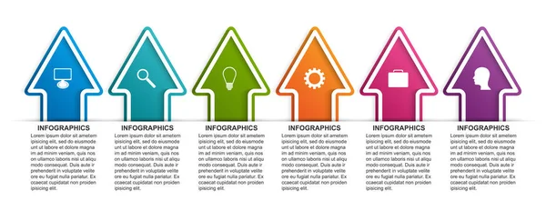 Plantilla infográfica con flechas. Infografías para presentaciones de negocios o banner informativo . — Archivo Imágenes Vectoriales