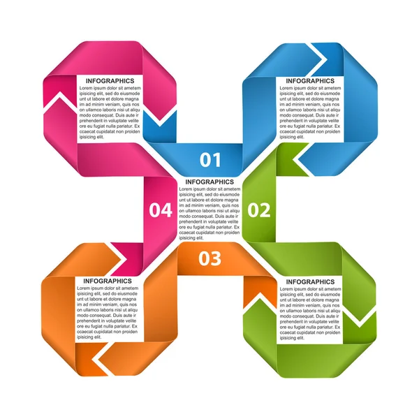 Modello infografico con nastri. Infografica per presentazioni aziendali o banner informativo. — Vettoriale Stock