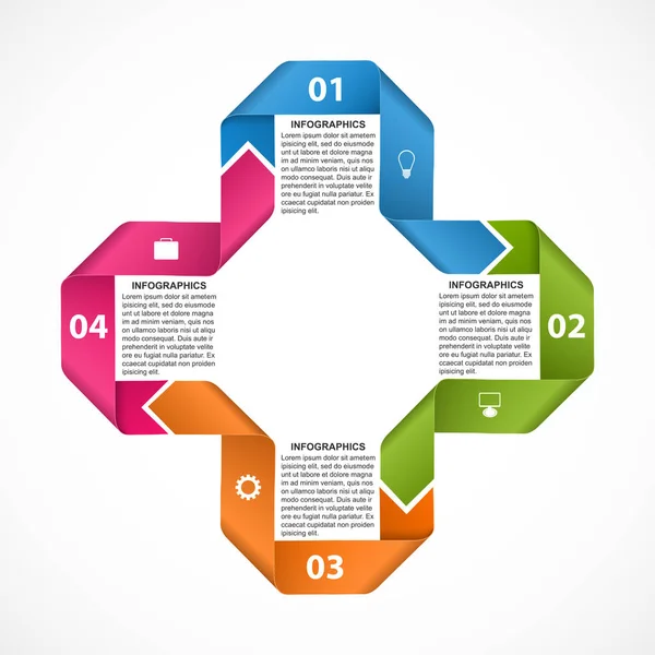 Plantilla Infográfica Con Cintas Infografías Para Presentaciones Negocios Banner Informativo — Archivo Imágenes Vectoriales