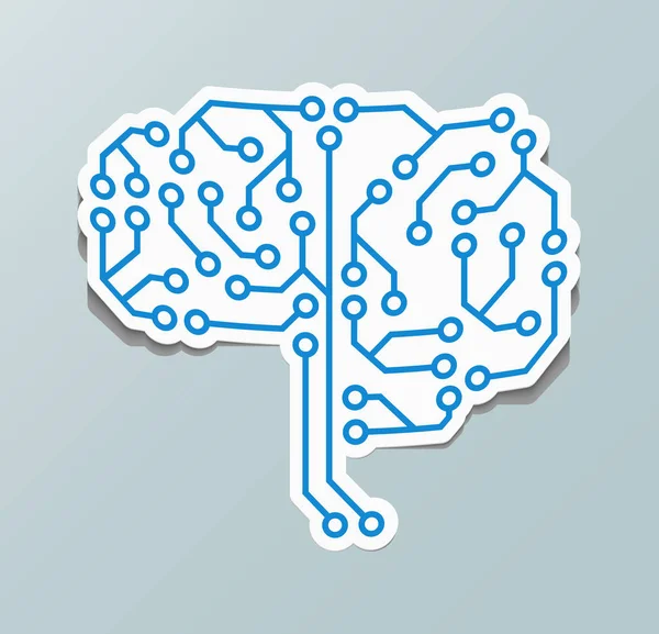 Papier sticker met het beeld van de menselijke hersenen. Brain icon! — Stockvector