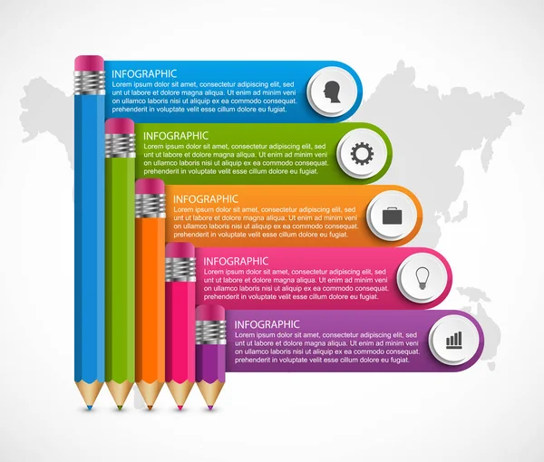 Šablona aplikace Infographics s tužkou. Lze použít pro vzdělávání nebo obchodní prezentace, informační nápis. — Stockový vektor