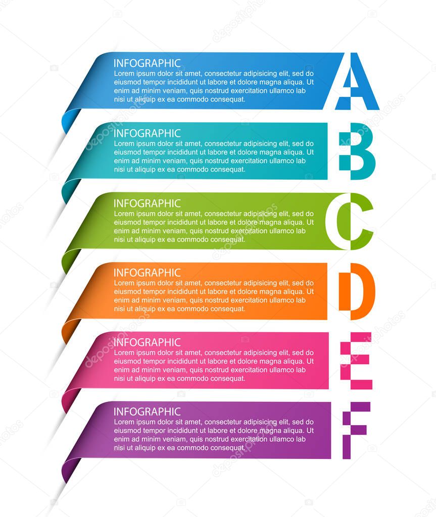 Infographics template with ribbons. Infographics for business presentations or information banner.