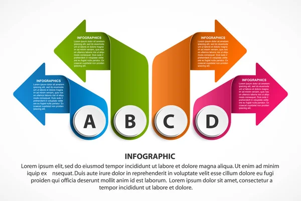 Modelo de infográficos com setas. Infográficos para apresentações de negócios ou banner de informações . —  Vetores de Stock