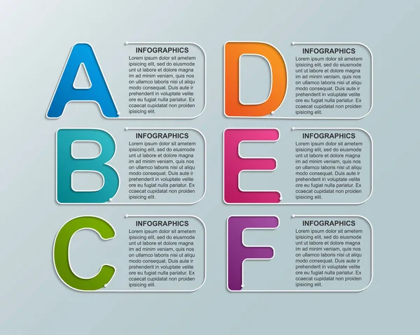 Infografía con opciones de letras. Infografías para presentaciones de negocios o banner informativo . — Vector de stock