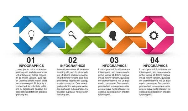 Πρότυπο Infographics με κορδέλες. Infographics για παρουσιάσεις επιχειρήσεων ή ενημερωτικό banner. — Διανυσματικό Αρχείο