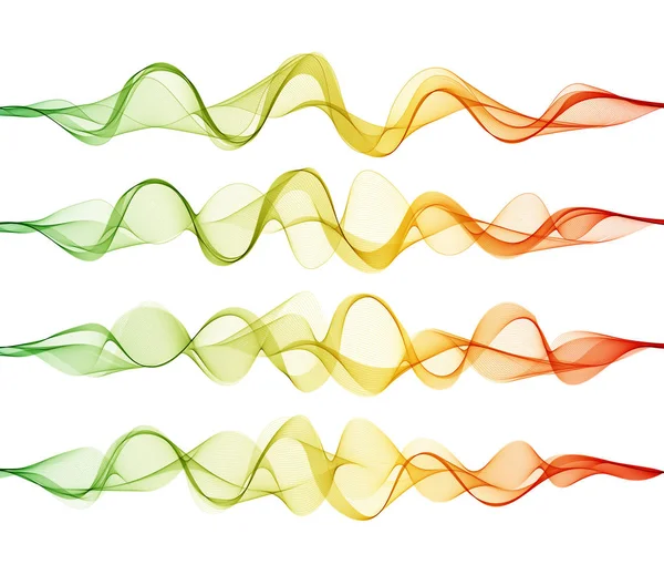 Набор нескольких абстрактных фонов с разноцветными волнами . — стоковый вектор