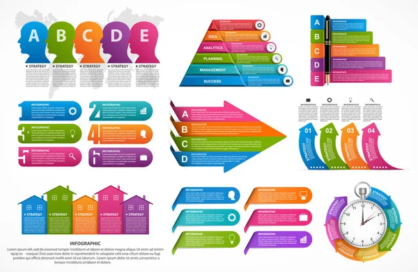 Infographic Elements Collection. Vector design elements. Infographics for business presentations or information banner, workflow layout, flow chart. — Stock Vector