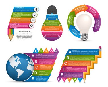İnfografik Öğeler. Vektör tasarım elemanları. İş sunumları veya bilgi afişi, iş akışı düzeni, akış grafiği için bilgi grafikleri.