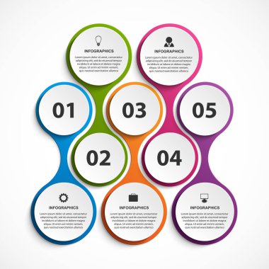 İş sunumları, bilgi afişi, zaman çizelgesi veya web tasarımı için bilgi tasarım şeması şablonu.