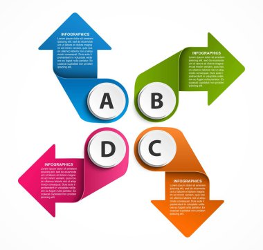 Oklarla Infographics şablonu. İş sunumları veya bilgi başlığı için Infographics.