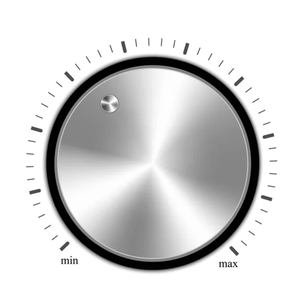 Bouton volume, bouton musique avec métal . — Image vectorielle