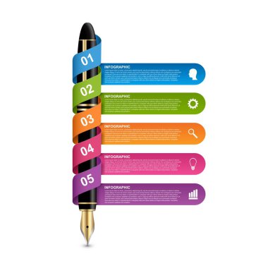 İş Infographic tasarım şablonu. Renkli mürekkep kalem. Vektör çizim.