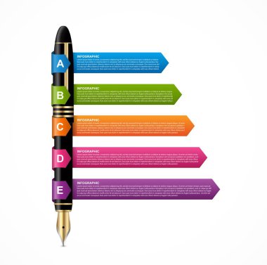 Tasarım infographics tükenmez kalem ile. Vektör çizim. İş sunumları veya bilgi başlığı için Infographics.