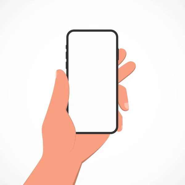 Мобильный телефон в руке выполнен в плоском стиле . — стоковый вектор