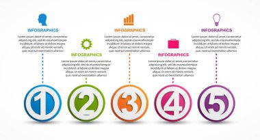 İş sunumları için sayı seçeneği içeren bilgi grafikleri şablonu.