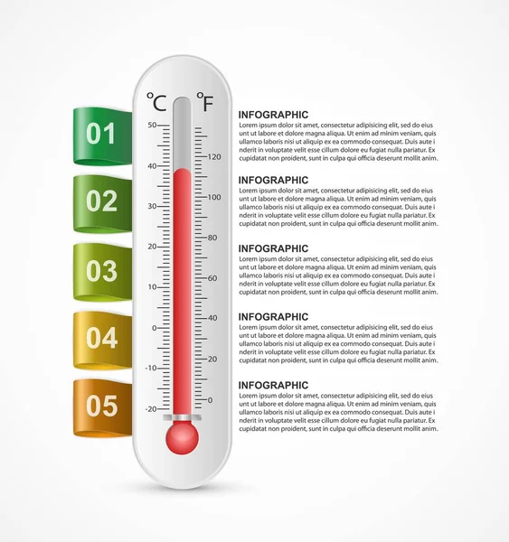 Modelo Design Termômetro Infográficos Ilustração Vetorial — Vetor de Stock