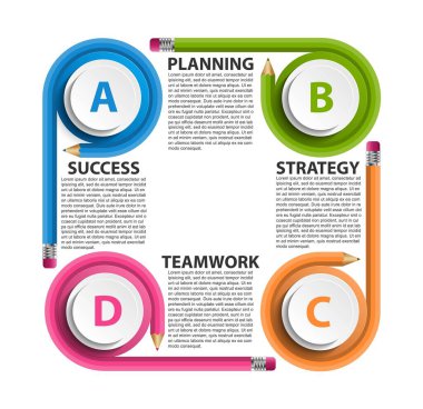 Renkli kalemle bilgi grafikleri şablonu. İş sunumları veya bilgi afişi için bilgi grafikleri.