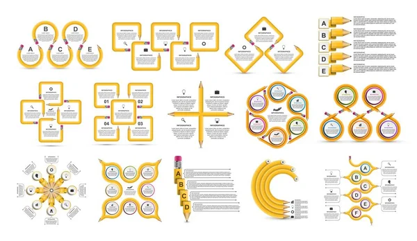 Gran Colección Infografías Educativas Elementos Diseño Infografías Para Presentaciones Negocios Gráficos vectoriales