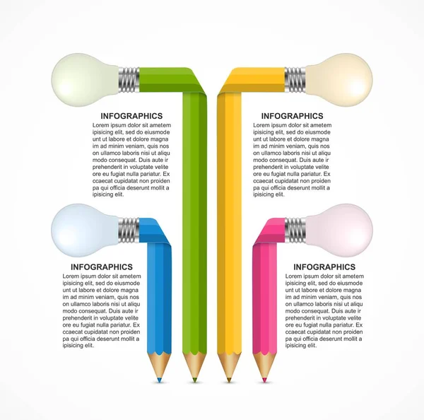 Infografik Vorlage Mit Buntstift Infografiken Für Unternehmenspräsentationen Oder Informationsbanner — Stockvektor