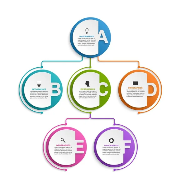 Infografika Schemat Organizacji Wykres Szablon — Wektor stockowy