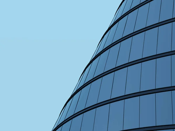 Stimolare Grattacielo Edificio Vetro Curva Sistema Finestre Acciaio Scuro Sfondo — Foto Stock