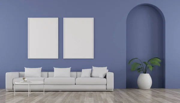 Uitzicht Woonkamer Een Minimalistische Stijl Met Boog Ontwerp Kamer Met — Stockfoto