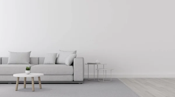 Blick Auf Das Weiße Wohnzimmer Minimalistischen Stil Mit Sofa Und — Stockfoto