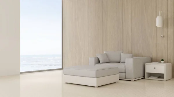 Blick Auf Wohnzimmer Minimalen Stil Mit Sofa Und Kleinem Beistelltisch — Stockfoto