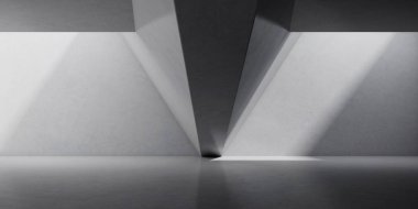 Güneş ışığı ile beton uzay Soyut şekil duvarında gölge döküm , Geometrik yapı tasarımı , Brutalism mimari perspektif, 3d render