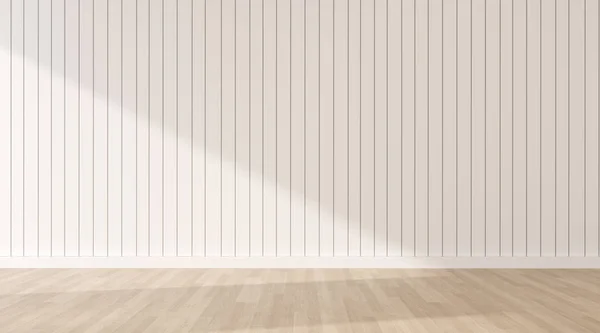 Stymulować Biały Pusty Pokój Podłogi Drewna Deski Światła Słonecznego Rzucają — Zdjęcie stockowe