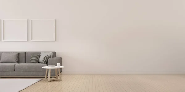 Perspektive Des Modernen Luxus Wohnzimmers Mit Grauem Sofa Und Weißem — Stockfoto