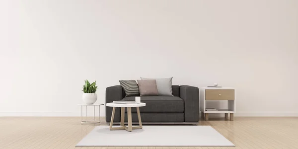 Perspective Modern Luxury Living Room Grey Sofa Side Table Wall — Stock Photo, Image