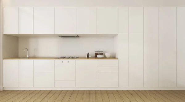 Perspectief Van Moderne Luxe Keuken Kamer Met Wit Laminaat Materialen — Stockfoto