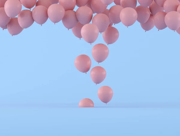 Rosa Färg Ballonger Flyter Från Golvet Minimal Stil Gåva Idé — Stockfoto