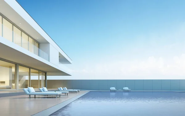 현대적인 주택의 디자인 테라스가있는 배경의 수영장 외부의 아이디어 렌더링 — 스톡 사진