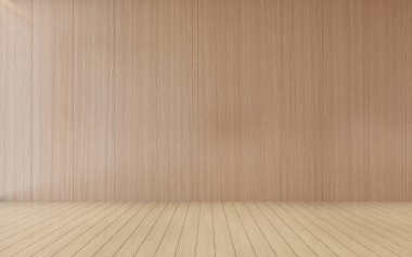 Duvarda güneş ışığı döküm gölge ile boş oda ve ahşap tahta zemin 3d teşvik, Minimal iç tasarım Perspektifi.