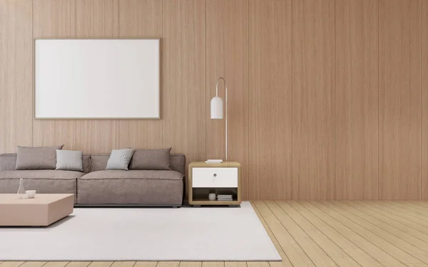 Pemandangan Ruang Tamu Dalam Gaya Minimal Dengan Sofa Dan Lemari — Stok Foto
