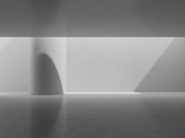 Abstract Concrete Interior Space Sun Light Cast Shadow Wall Pillars — Fotografia de Stock