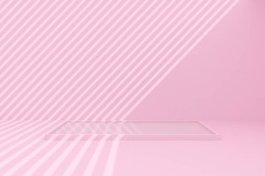 Pembe üzerine gölgesi olan en az bilardo sahnesi, Pastel renkleri, 3D görüntüleme.