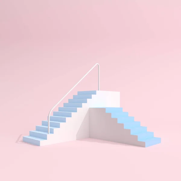 Representación Escalera Sobre Fondo Rosa Mínimo —  Fotos de Stock