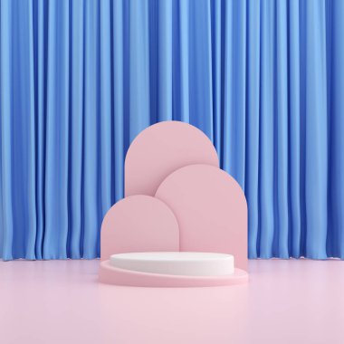 Soyut geometri, podyumun asgari tarzını taklit ediyor. 3B görüntüleme.