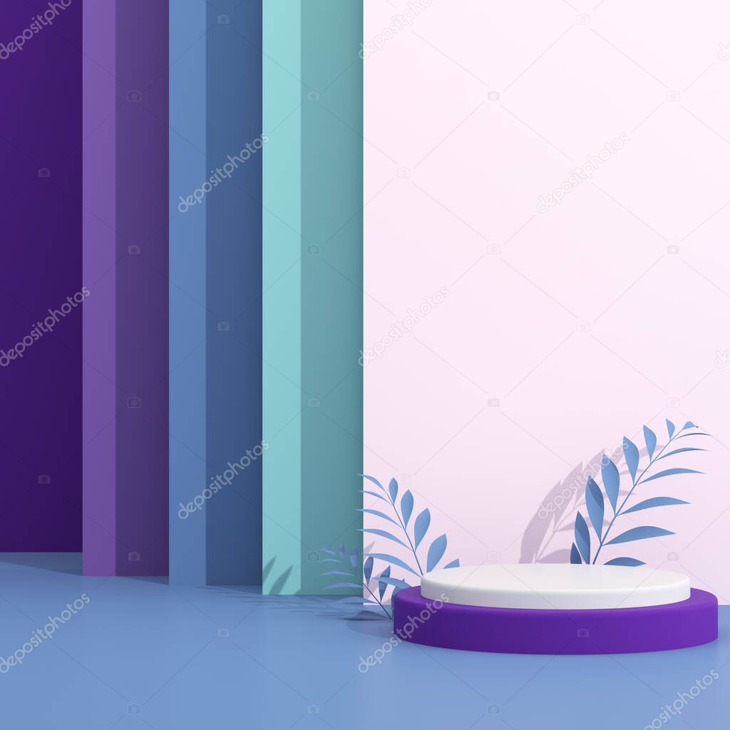 Abstract geometry mock up of podium in minimal style. 3D rendering.