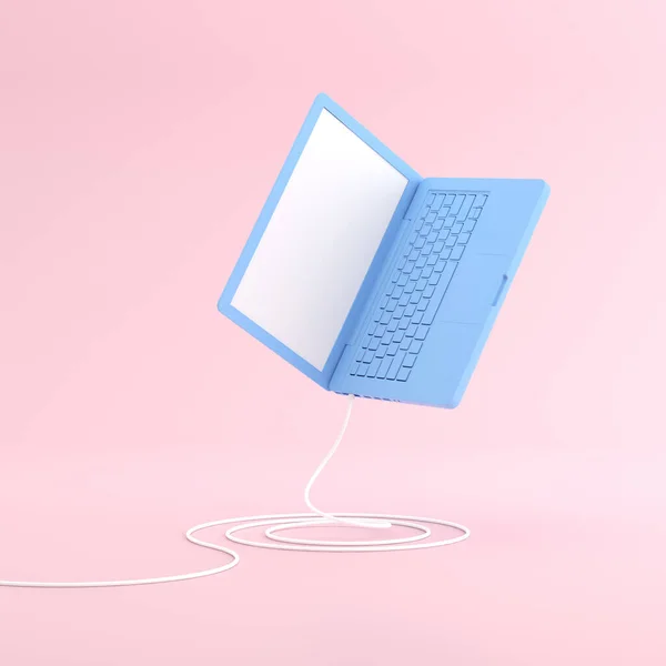 Mock Von Schwimmenden Laptop Minimalistischem Stil Renderer — Stockfoto