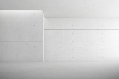 Soyut mimari alan, beton duvarlı iç mekan. 3d hazırlayıcı.