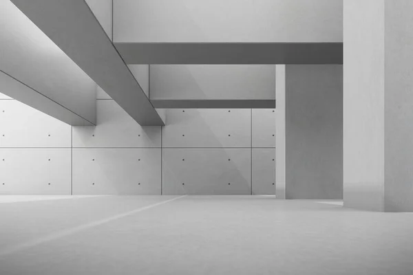 アブストラクト建築空間 コンクリート壁とインテリア 3Dレンダリング — ストック写真